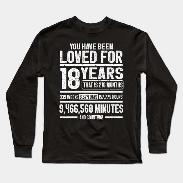 You Have Been Loved for 18 Years 18th Birthday Long Sleeve T-Shirt by IngeniousMerch
